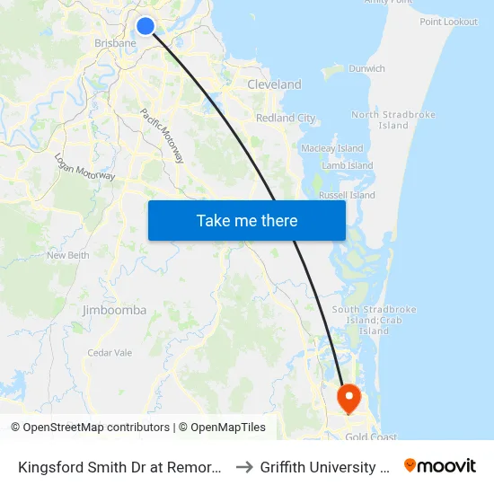 Kingsford Smith Dr at Remora Road, Stop 29 to Griffith University Gold Coast map