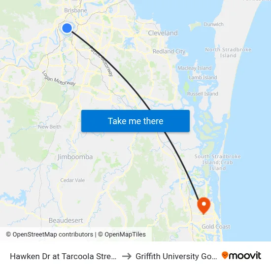 Hawken Dr at Tarcoola Street, Stop 27 to Griffith University Gold Coast map