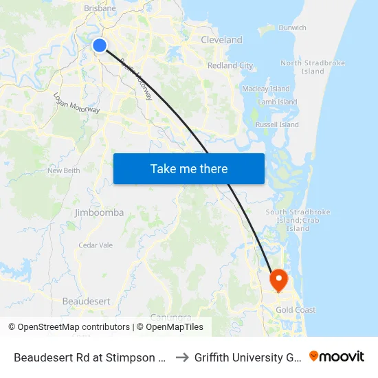 Beaudesert Rd at Stimpson Park, Stop 29 to Griffith University Gold Coast map