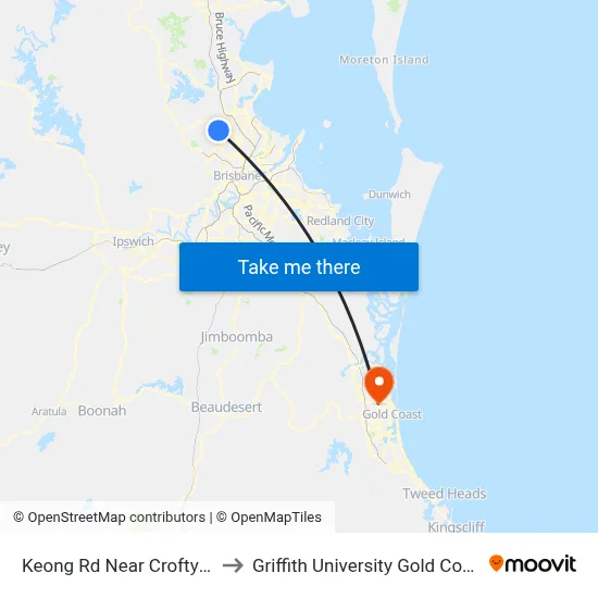 Keong Rd Near Crofty St to Griffith University Gold Coast map