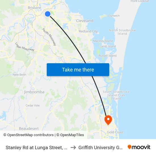 Stanley Rd at Lunga Street, Stop 39/40 to Griffith University Gold Coast map