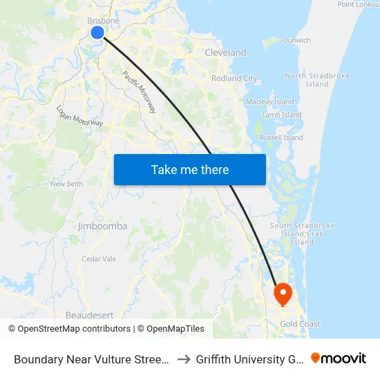 Boundary Near Vulture Street Hail 'N' Ride to Griffith University Gold Coast map