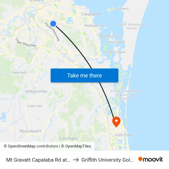 Mt Gravatt Capalaba Rd at Agaton to Griffith University Gold Coast map