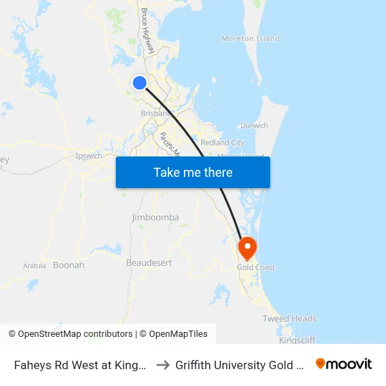 Faheys Rd West at Kingfisher to Griffith University Gold Coast map