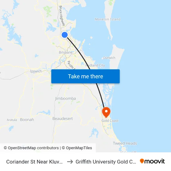 Coriander St Near Kluver St to Griffith University Gold Coast map