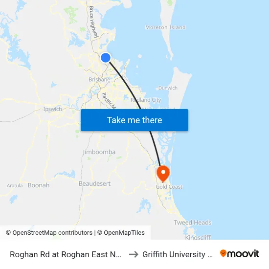 Roghan Rd at Roghan East Near Sovereign Pl to Griffith University Gold Coast map
