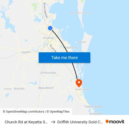 Church Rd at Keyatta Street to Griffith University Gold Coast map
