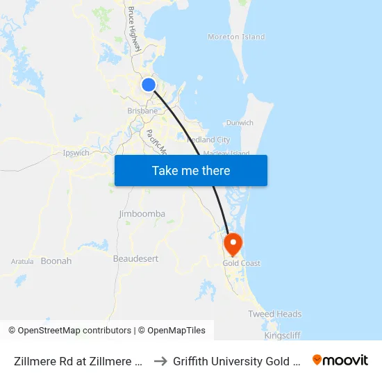 Zillmere Rd at Zillmere South to Griffith University Gold Coast map