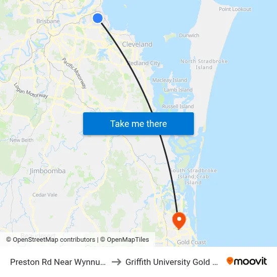 Preston Rd Near Wynnum Rd to Griffith University Gold Coast map