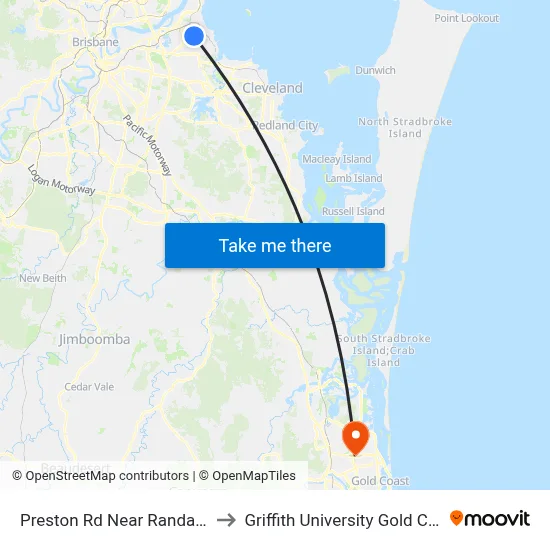 Preston Rd Near Randall Rd to Griffith University Gold Coast map