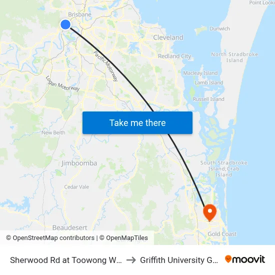 Sherwood Rd at Toowong West, Stop 22 to Griffith University Gold Coast map