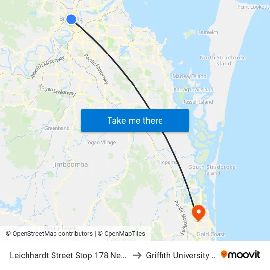 Leichhardt Street Stop 178 Near Little Edward St to Griffith University Gold Coast map