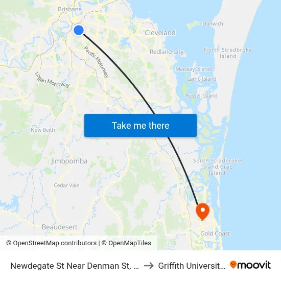 Newdegate St Near Denman St, Stop 22 - Temp Closure to Griffith University Gold Coast map
