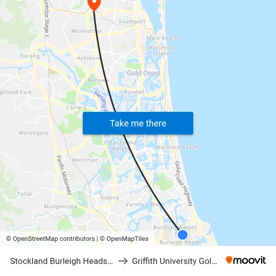 Stockland Burleigh Heads, Stop C to Griffith University Gold Coast map