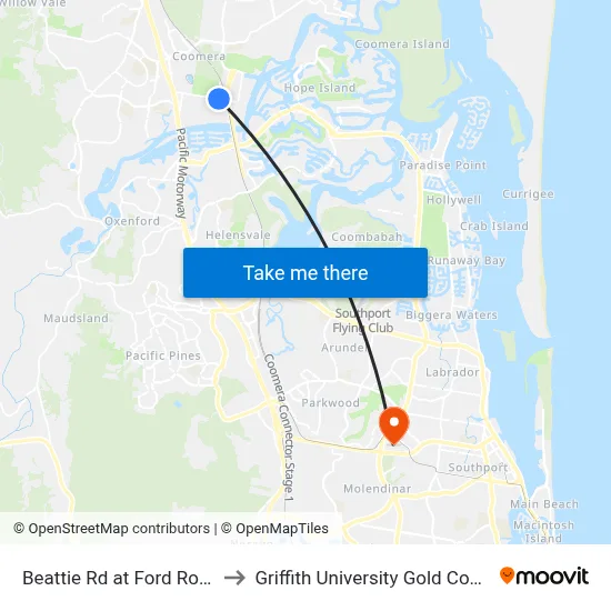Beattie Rd at Ford Road to Griffith University Gold Coast map