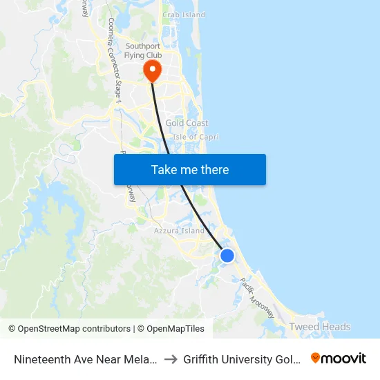Nineteenth Ave Near Melaleuca Dr to Griffith University Gold Coast map