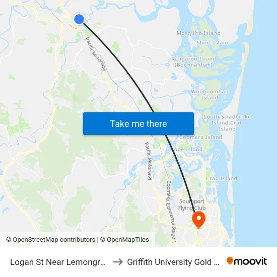 Logan St Near Lemongrove St to Griffith University Gold Coast map