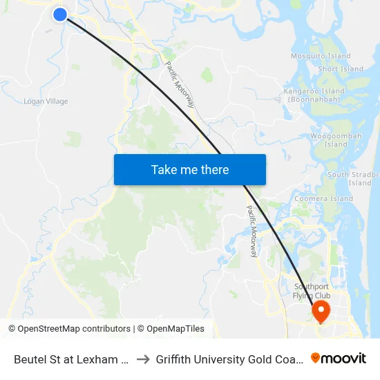 Beutel St at Lexham St to Griffith University Gold Coast map