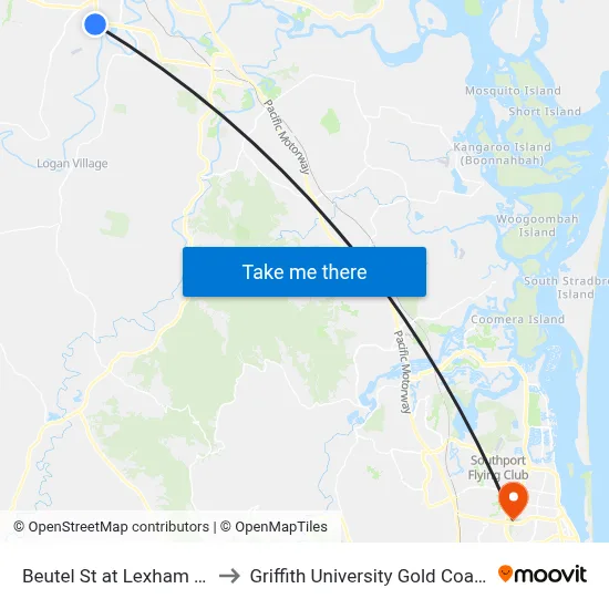 Beutel St at Lexham St to Griffith University Gold Coast map
