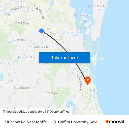 Muchow Rd Near Moffatt Rd to Griffith University Gold Coast map