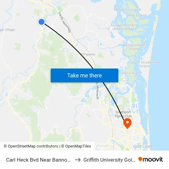 Carl Heck Bvd Near Bannockburn Rd to Griffith University Gold Coast map