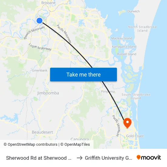 Sherwood Rd at Sherwood State School to Griffith University Gold Coast map