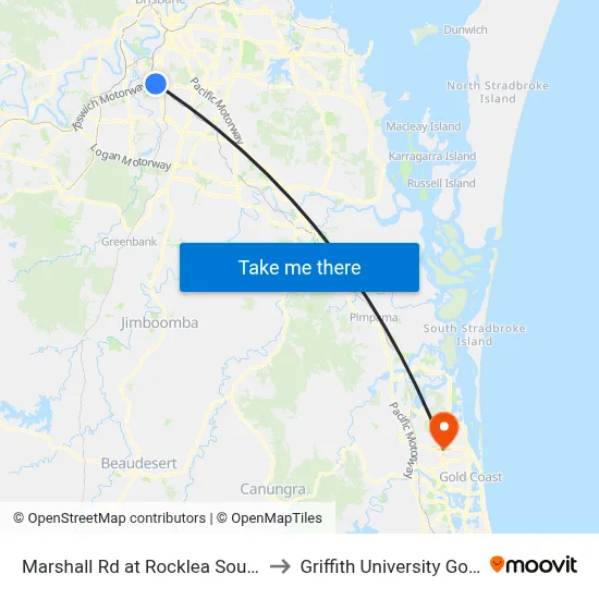 Marshall Rd at Rocklea South, Stop 41 to Griffith University Gold Coast map
