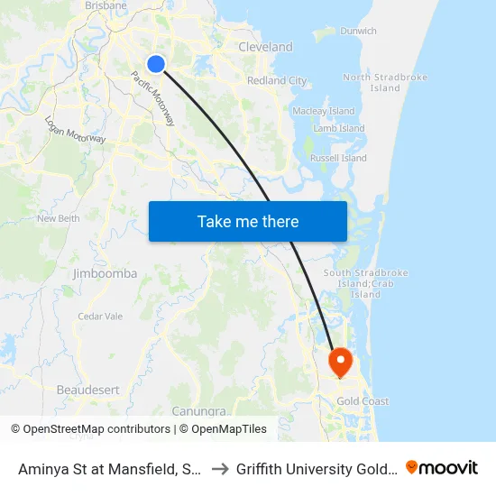 Aminya St at Mansfield, Stop 67a to Griffith University Gold Coast map