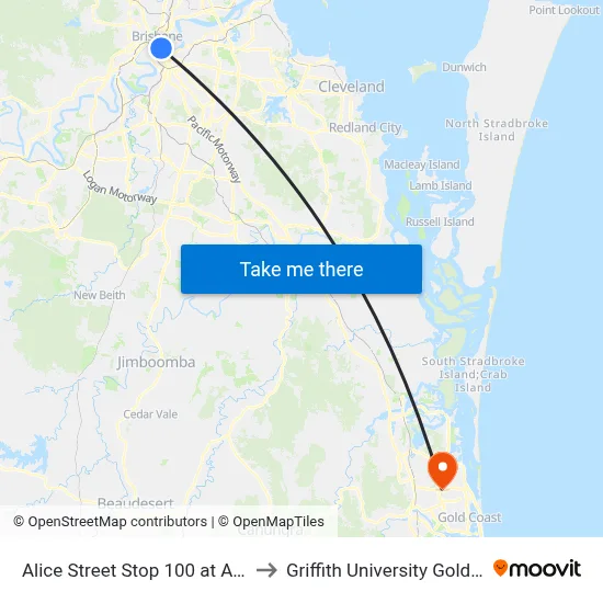 Alice Street Stop 100 at Albert St to Griffith University Gold Coast map
