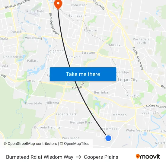 Bumstead Rd at Wisdom Way to Coopers Plains map
