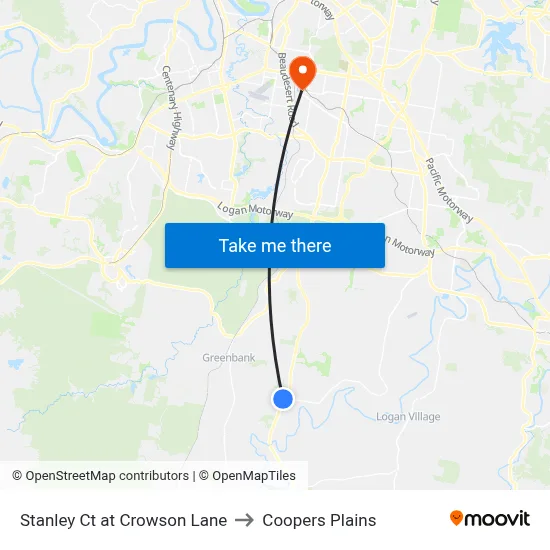 Stanley Ct at Crowson Lane to Coopers Plains map