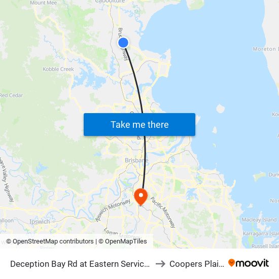 Deception Bay Rd at Eastern Service Rd to Coopers Plains map