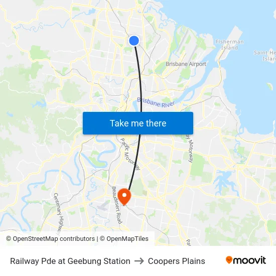 Railway Pde at Geebung Station to Coopers Plains map