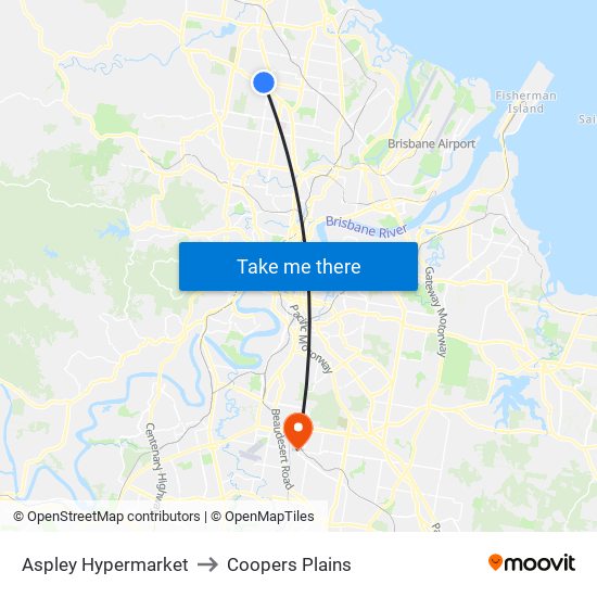 Aspley Hypermarket to Coopers Plains map