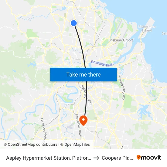 Aspley Hypermarket Station, Platform C to Coopers Plains map