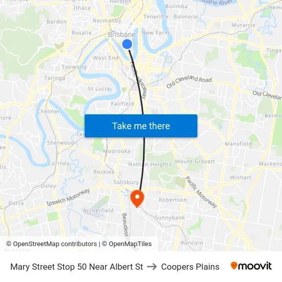 Mary Street Stop 50 Near Albert St to Coopers Plains map