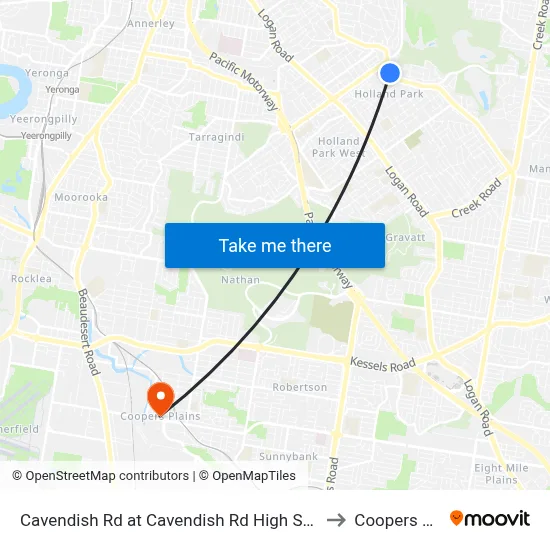 Cavendish Rd at Cavendish Rd High School, Stop 41 to Coopers Plains map