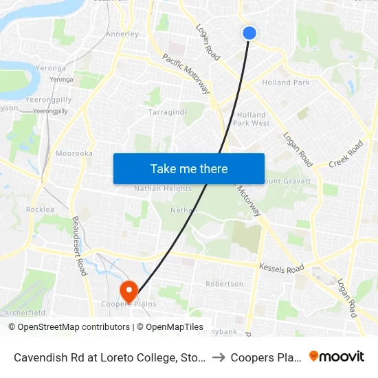 Cavendish Rd at Loreto College, Stop 35 to Coopers Plains map