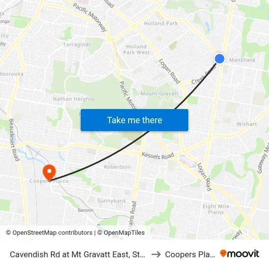 Cavendish Rd at Mt Gravatt East, Stop 60 to Coopers Plains map