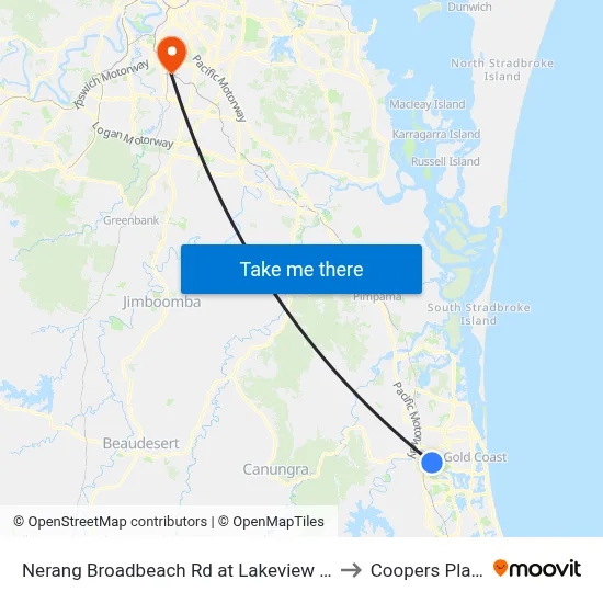 Nerang Broadbeach Rd at Lakeview Drive to Coopers Plains map