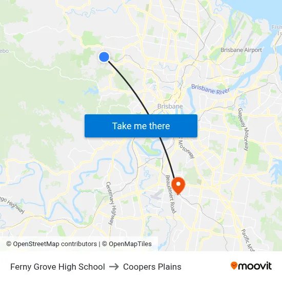 Ferny Grove High School to Coopers Plains map