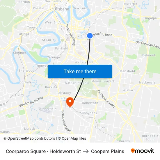 Coorparoo Square - Holdsworth St to Coopers Plains map