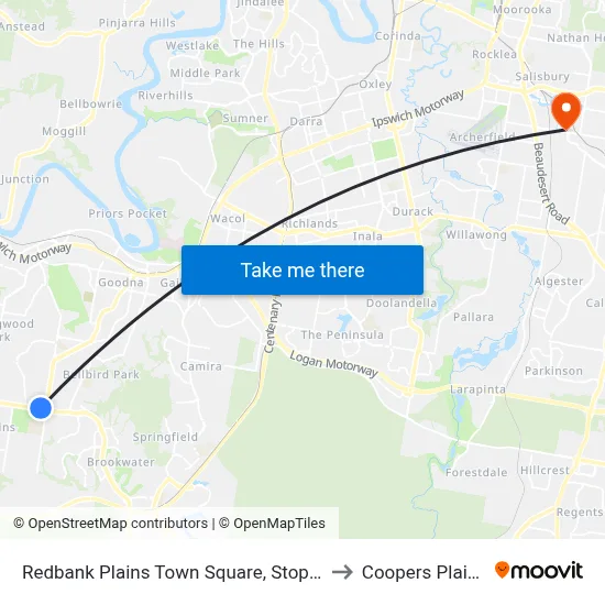 Redbank Plains Town Square, Stop C to Coopers Plains map