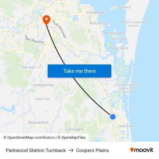 Parkwood Station Turnback to Coopers Plains map