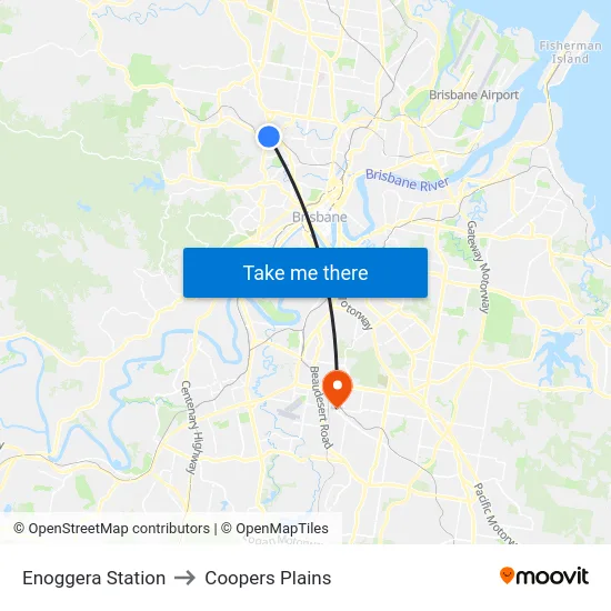 Enoggera Station to Coopers Plains map