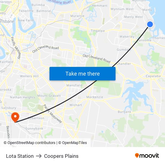 Lota Station to Coopers Plains map