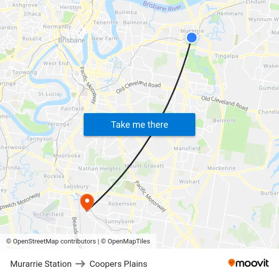 Murarrie Station to Coopers Plains map
