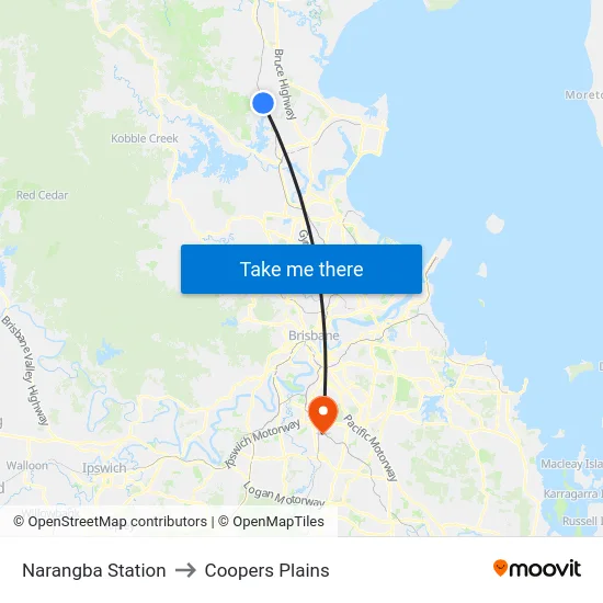 Narangba Station to Coopers Plains map