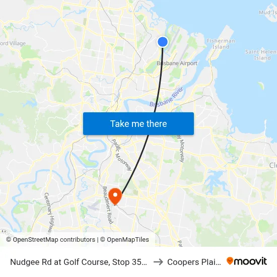 Nudgee Rd at Golf Course, Stop 35/32 to Coopers Plains map