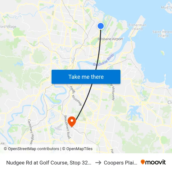 Nudgee Rd at Golf Course, Stop 32/35 to Coopers Plains map